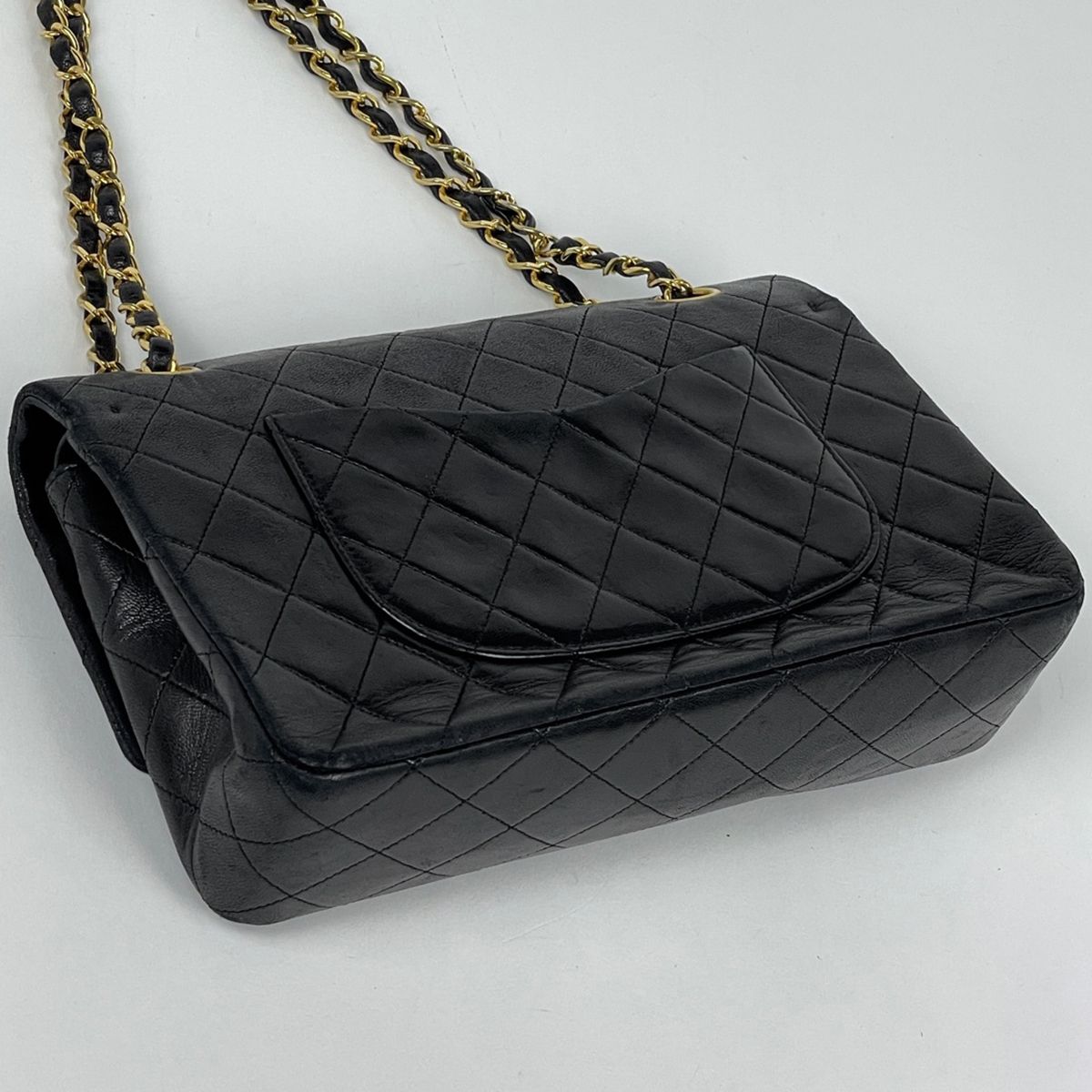 Chanel Shoulder Bag Quilted Double Flap CC Logo Leather Black — view 2