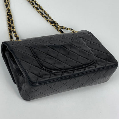 Chanel Shoulder Bag Quilted Double Flap CC Logo Leather Black — view 2