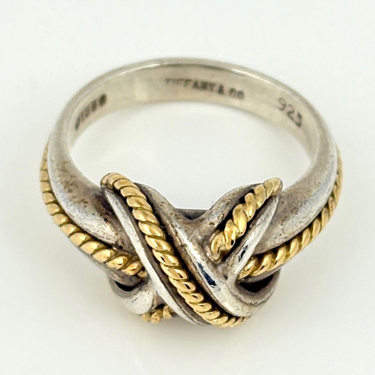 Tiffany & Co Ring Signature Cross 925 Sterling Silver Gold — view 2