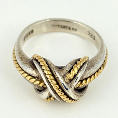Tiffany & Co Ring Signature Cross 925 Sterling Silver Gold — view 2