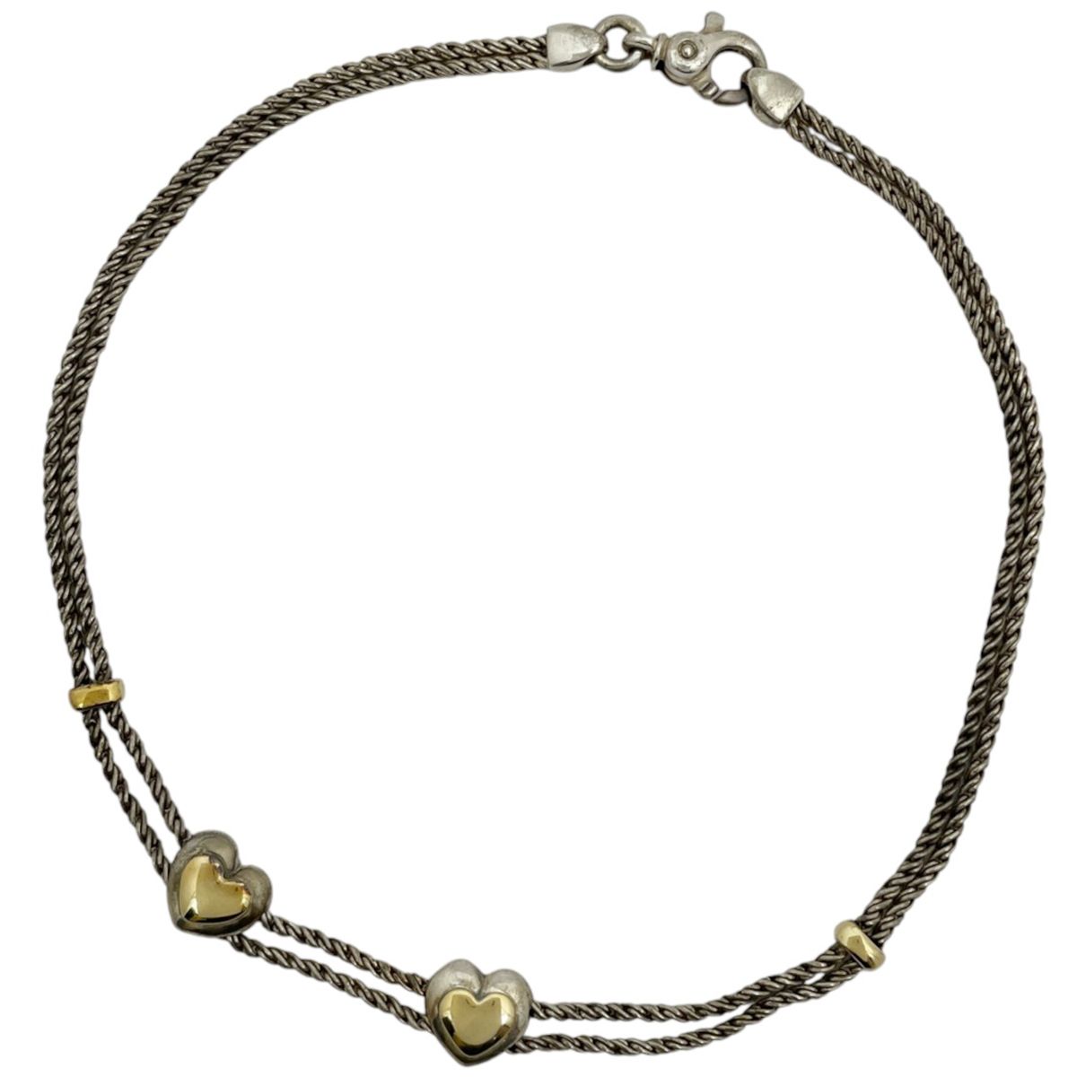 Tiffany & Co Necklace Double Rope Heart 925 Sterling Silver Gold