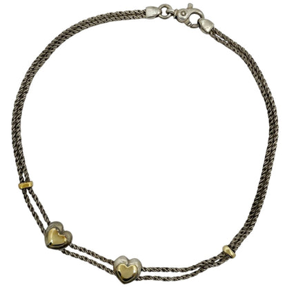 Tiffany & Co Necklace Double Rope Heart 925 Sterling Silver Gold