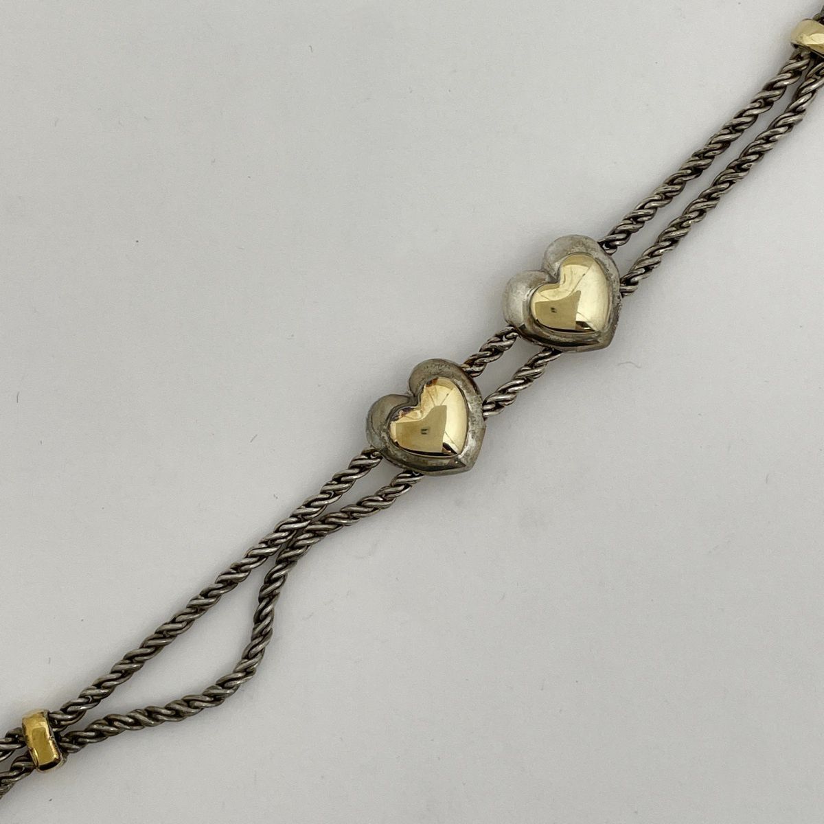 Tiffany & Co Necklace Double Rope Heart 925 Sterling Silver Gold — view 2
