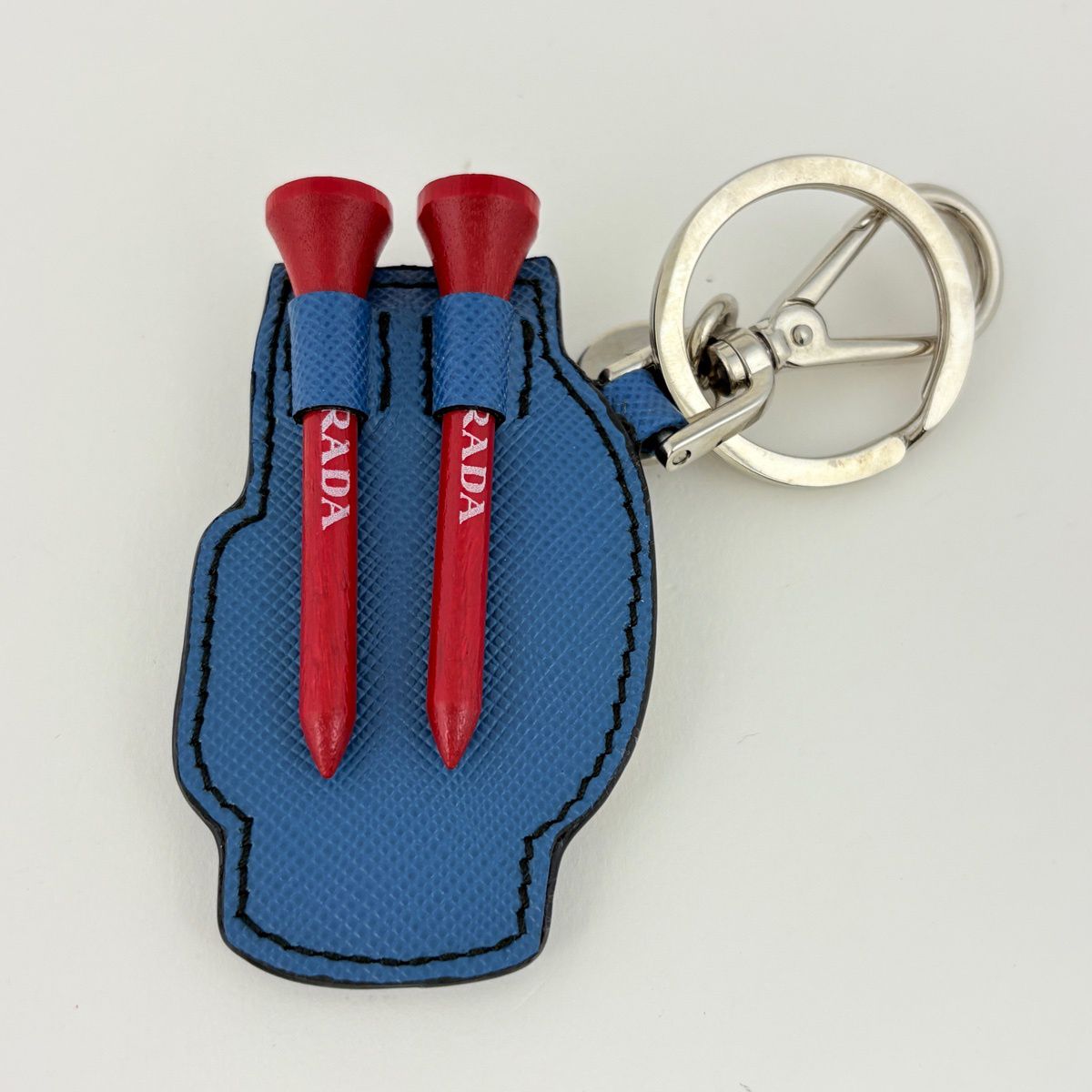 Prada Bag Charm Golf Tee Saffiano Leather Metal Blue Yellow Red — view 3