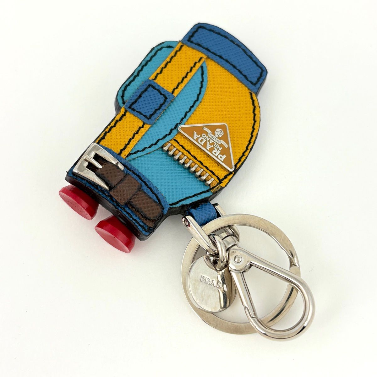 Prada Bag Charm Golf Tee Saffiano Leather Metal Blue Yellow Red — view 2