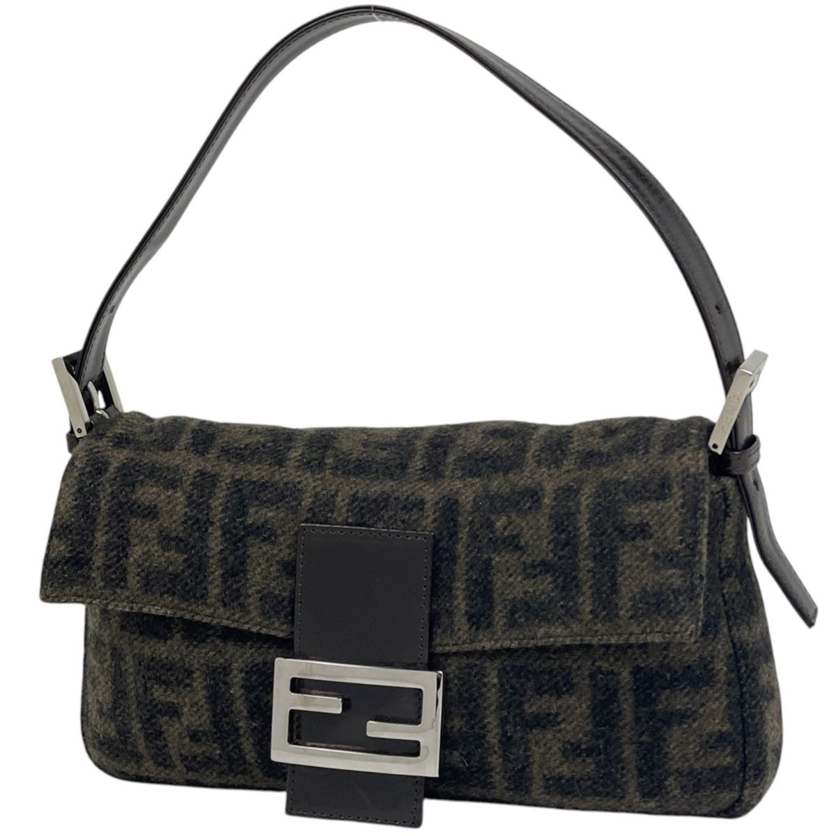 Fendi Shoulder Bag Zucca Pattern Mamma Baguette Fabric Brown