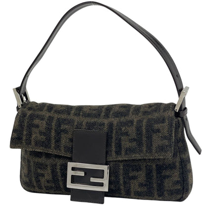 Fendi Shoulder Bag Zucca Pattern Mamma Baguette Fabric Brown