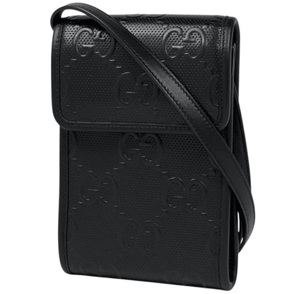 Gucci Shoulder Bag GG Embossed Mini Leather Black