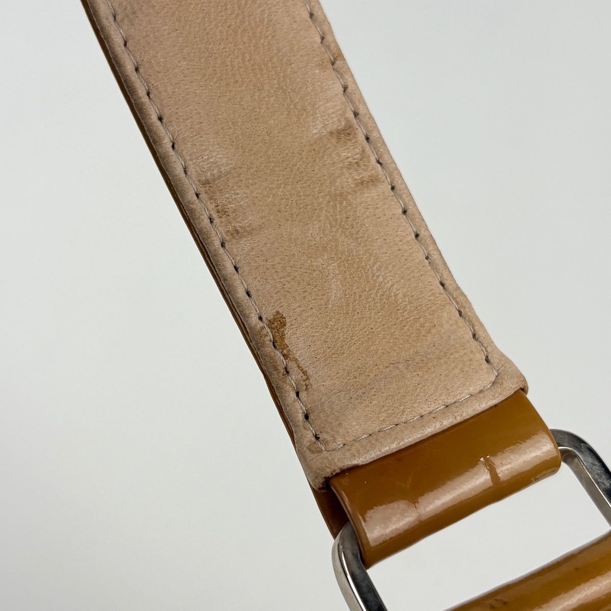 Chanel Shoulder Bag CC Logo Choco Bar Patent Leather Brown — view 8
