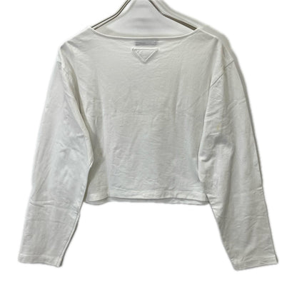 Prada White Logo Boat Neck Long Sleeve T-Shirt XS — view 2