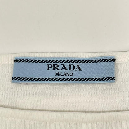 Prada White Logo Boat Neck Long Sleeve T-Shirt XS — view 3