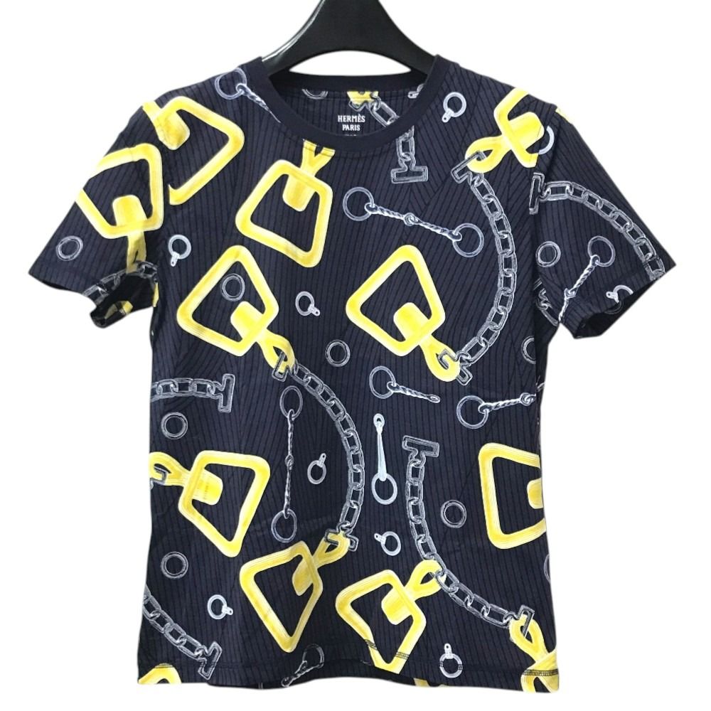 Hermes Short Sleeve T-Shirt Kaleidoscope Effect Cotton Navy