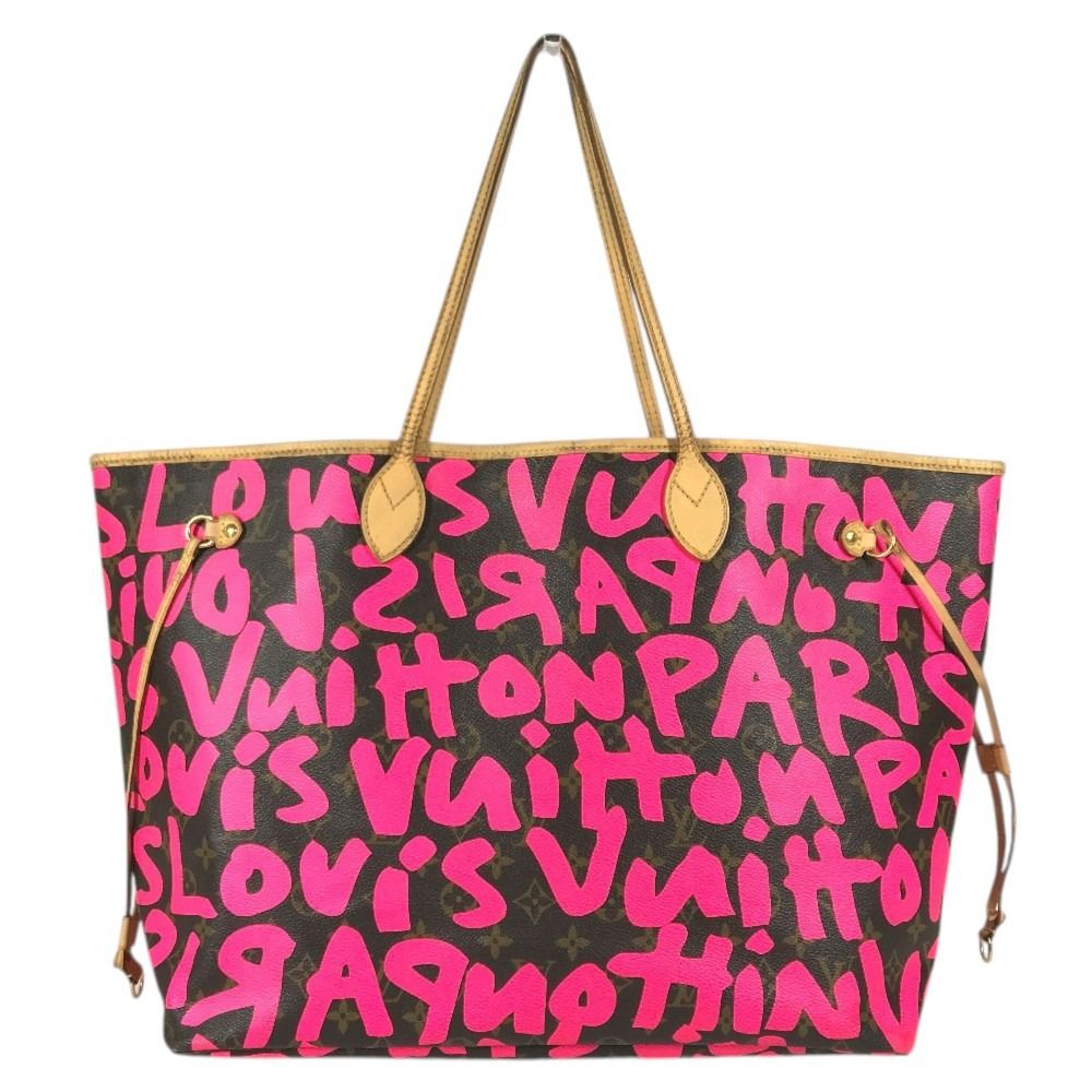Louis Vuitton Shoulder Bag Neverfull GM Monogram Graffiti Canvas Fuchsia Pink
