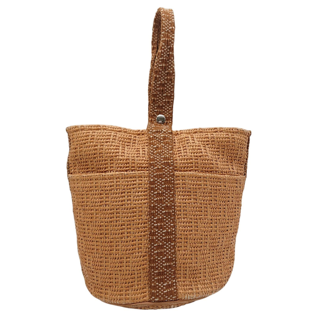 Hermes Tamour MM Basket Cellulose Cotton Brown Bucket Bag — view 3