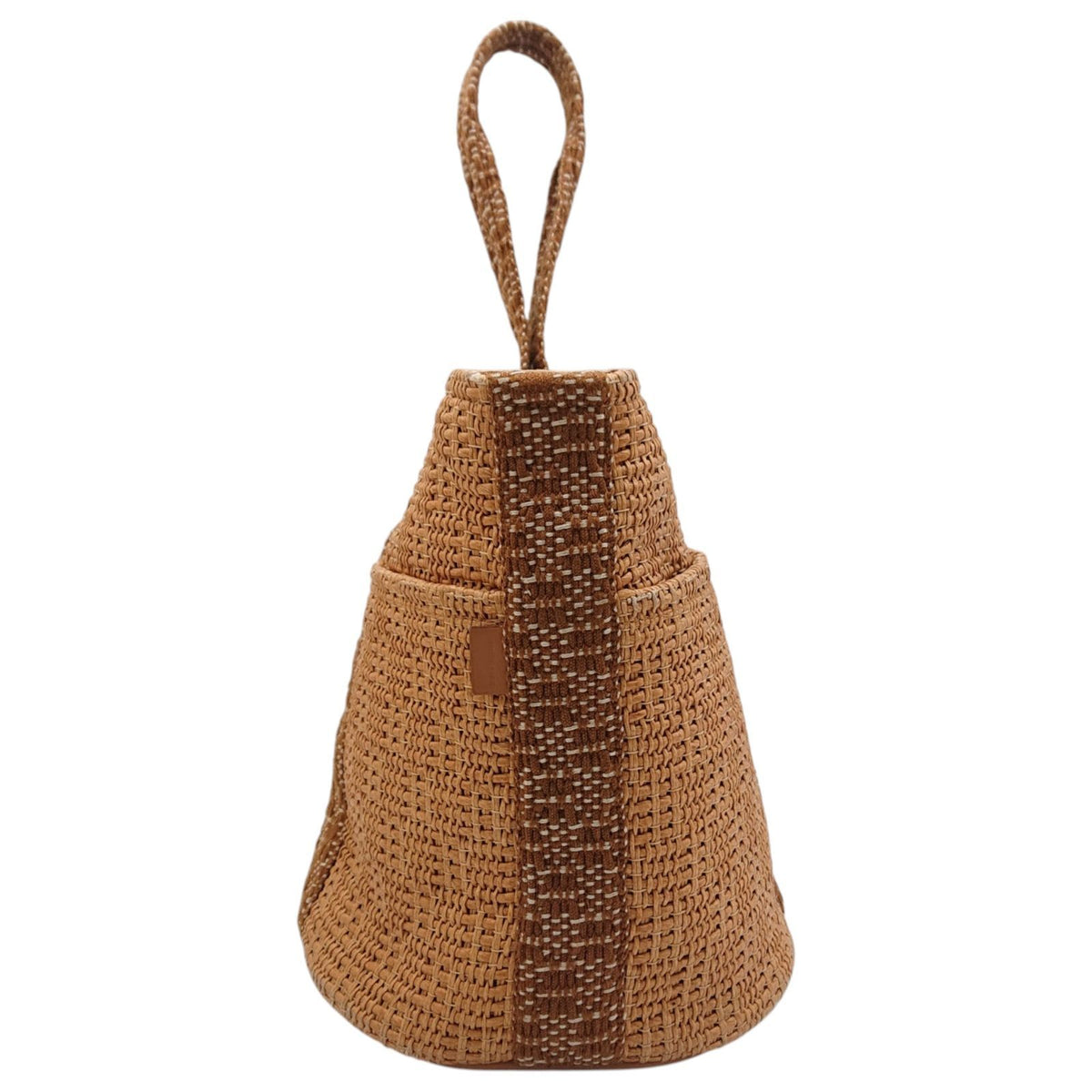 Hermes Tamour MM Basket Cellulose Cotton Brown Bucket Bag — view 4