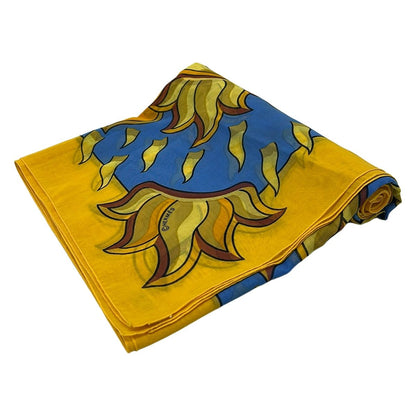 Hermes Shawl Yellow Blue Orange Sun Cotton Scarf
