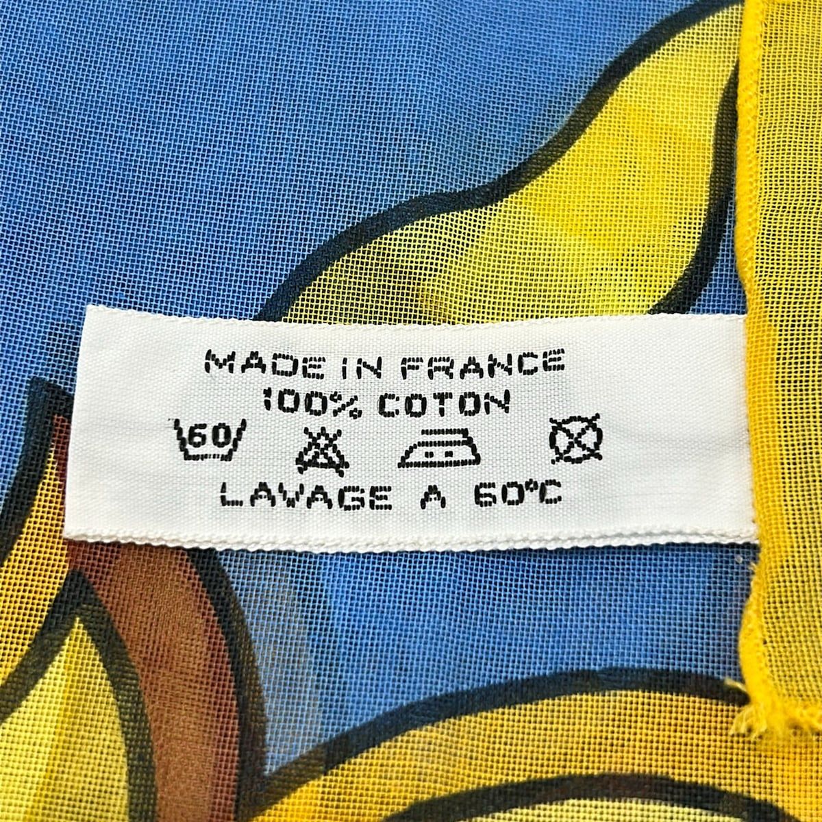 Hermes Shawl Yellow Blue Orange Sun Cotton Scarf — view 3