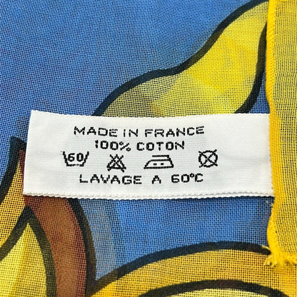Hermes Shawl Yellow Blue Orange Sun Cotton Scarf — view 3
