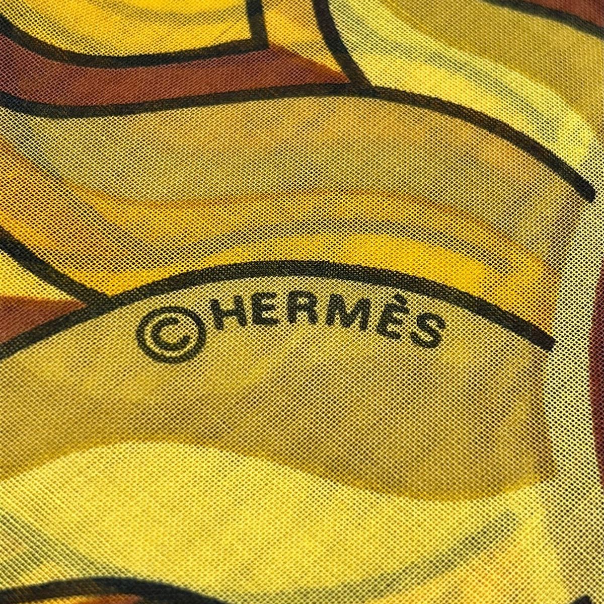 Hermes Shawl Yellow Blue Orange Sun Cotton Scarf — view 4