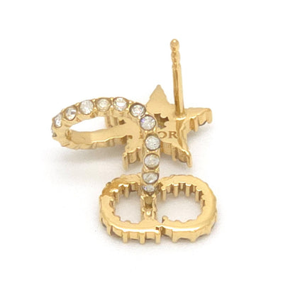Dior Clair D Lune Single Earrings Left Ear Star Motif Crystal CD Signature Gold — view 3