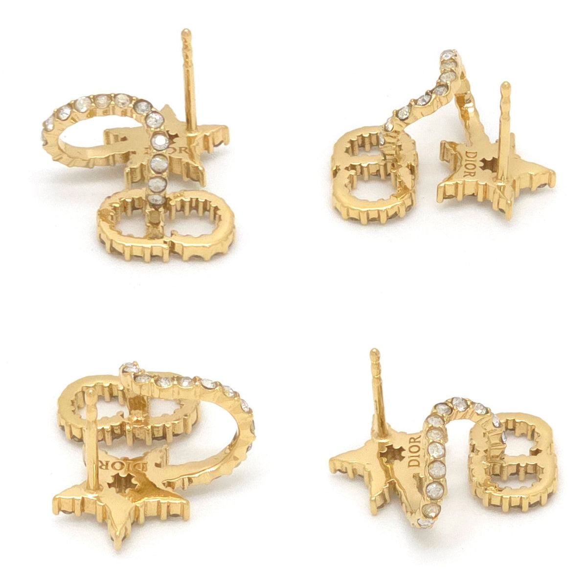 Dior Clair D Lune Single Earrings Left Ear Star Motif Crystal CD Signature Gold — view 4