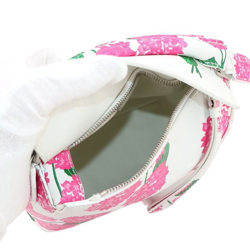 Exhibit Loewe Puzzle Bag Mini 2way Hand Shoulder Bag Leather White Pink Flower