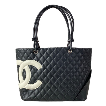 Chanel Tote Bag Cambon Line Large Black White Leather