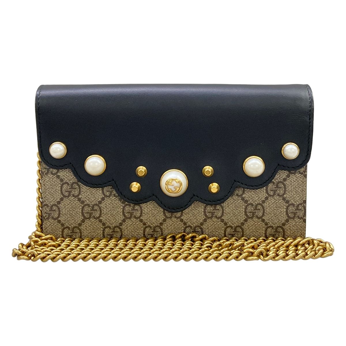 Gucci Wallet Chain Brown Black Multi Leather Shoulder Bag