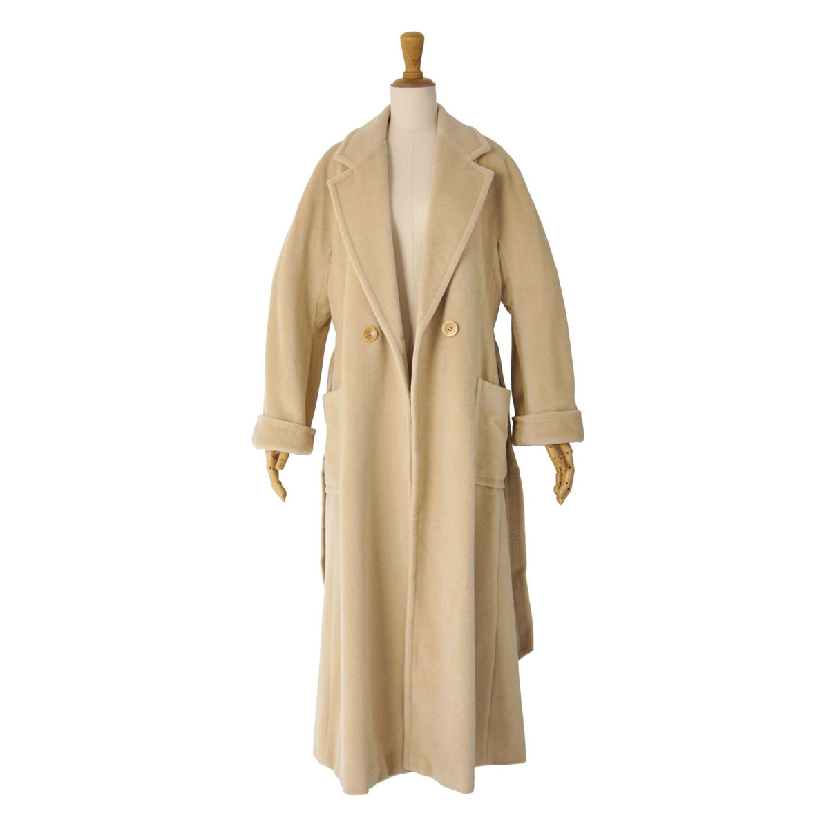Max Mara Coat Long with Belt Wool Cashmere Beige — view 6