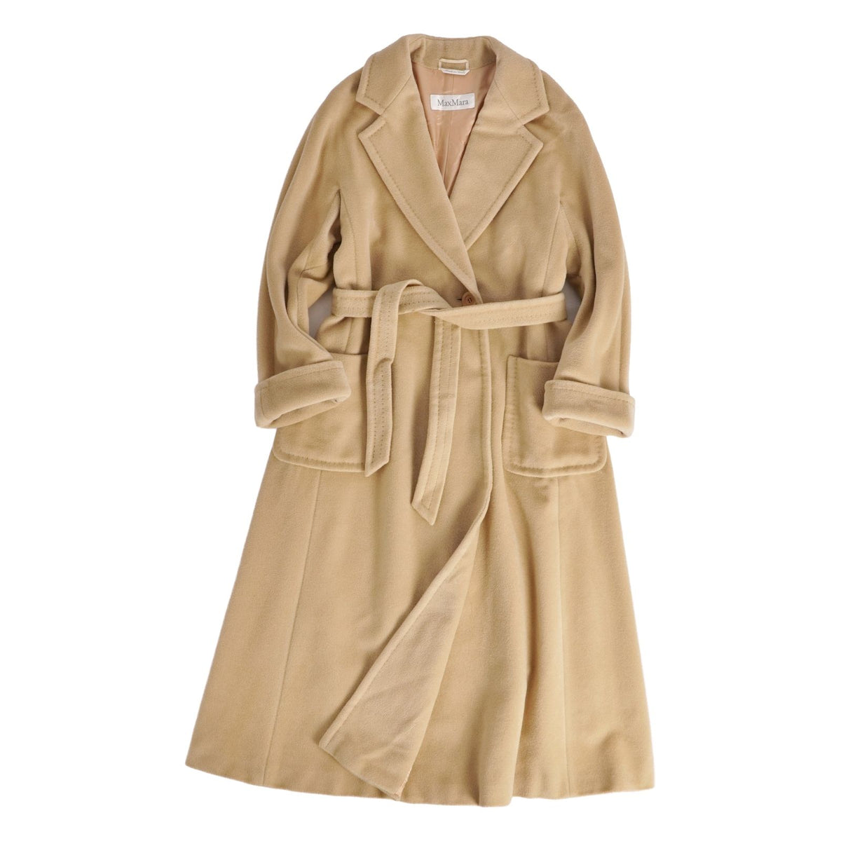 Max Mara Coat Long with Belt Wool Cashmere Beige