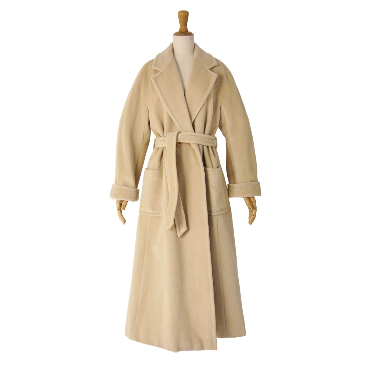 Max Mara Coat Long with Belt Wool Cashmere Beige — view 3