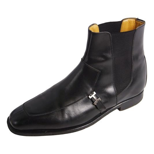 Hermes Boots Side Gore H Logo Shoes Leather Black