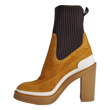 Hermes Boots Short Sock Heels Shoes Suede Brown — view 7
