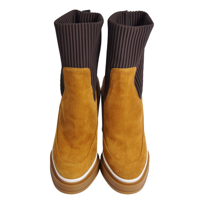 Hermes Boots Short Sock Heels Shoes Suede Brown — view 4