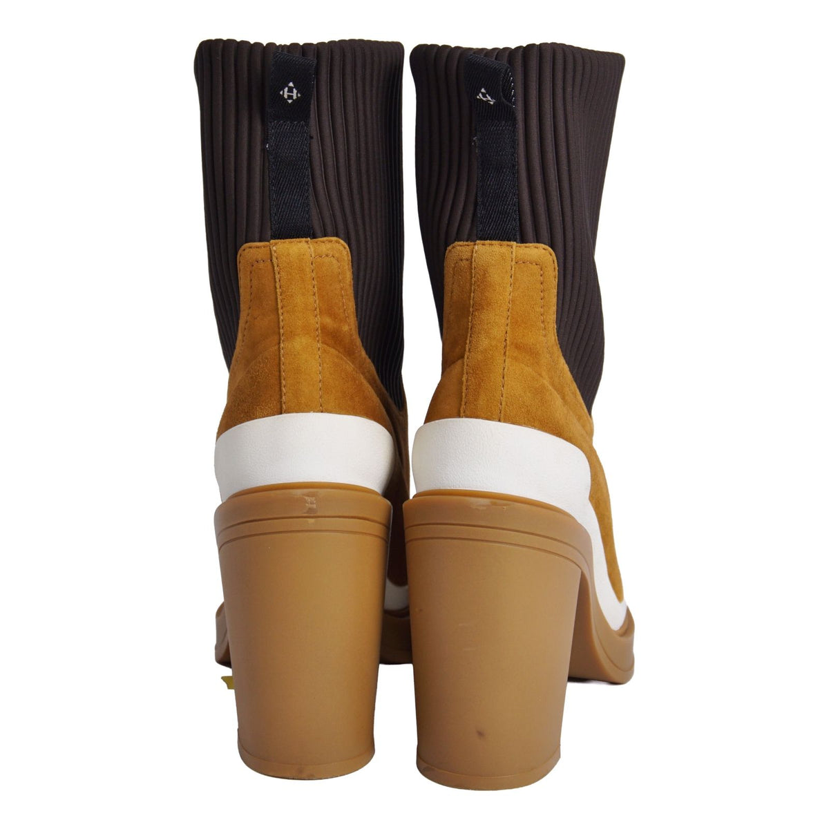 Hermes Boots Short Sock Heels Shoes Suede Brown — view 5