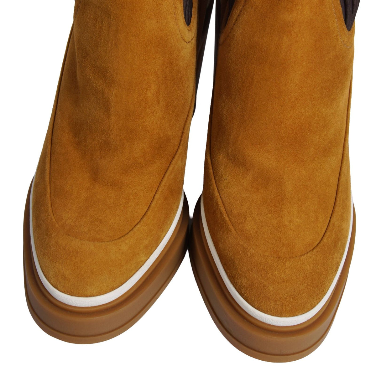 Hermes Boots Short Sock Heels Shoes Suede Brown — view 3