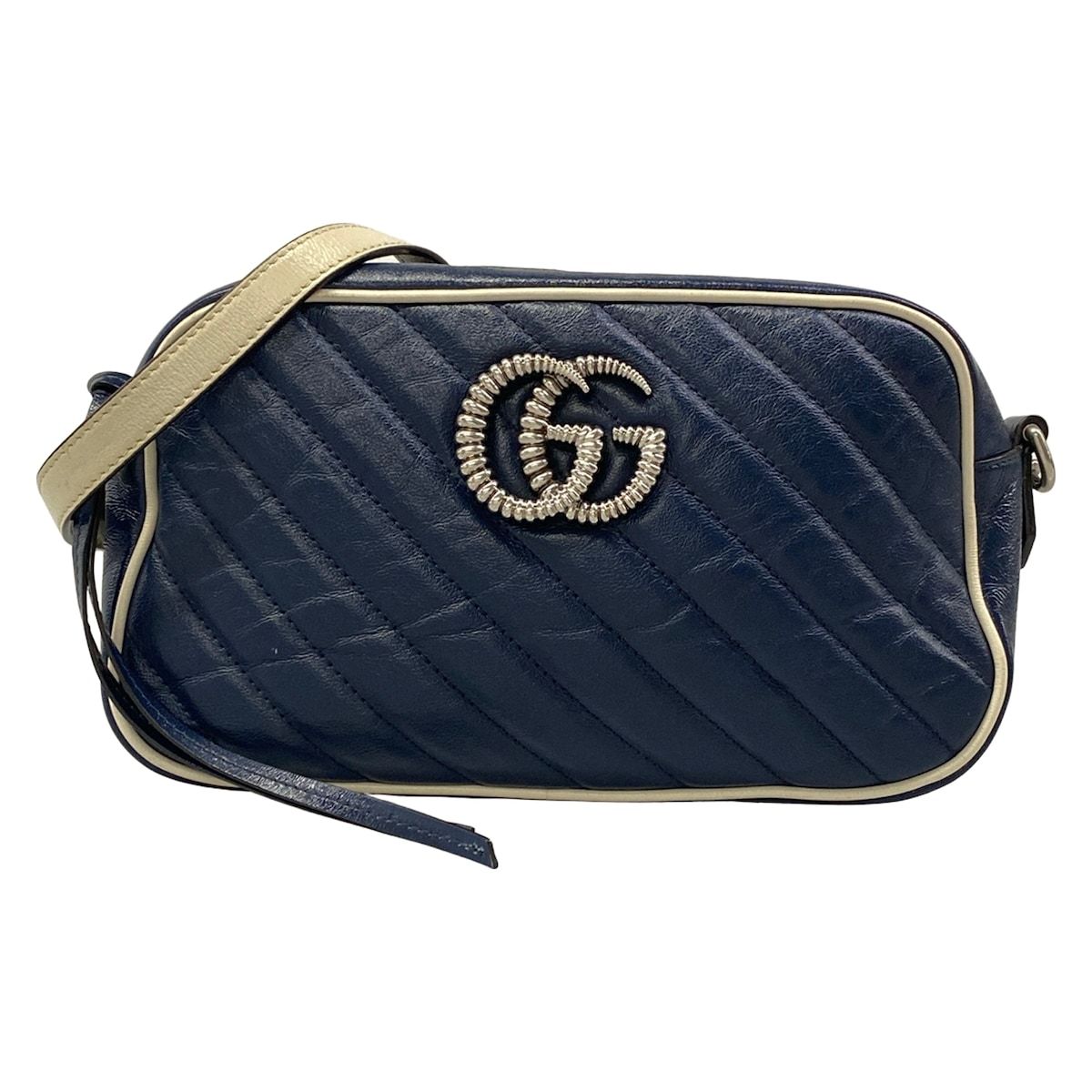 Gucci Shoulder Bag GG Marmont Navy Leather