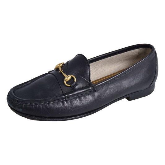 Gucci Loafers Moccasins Horsebit Leather Shoes Black