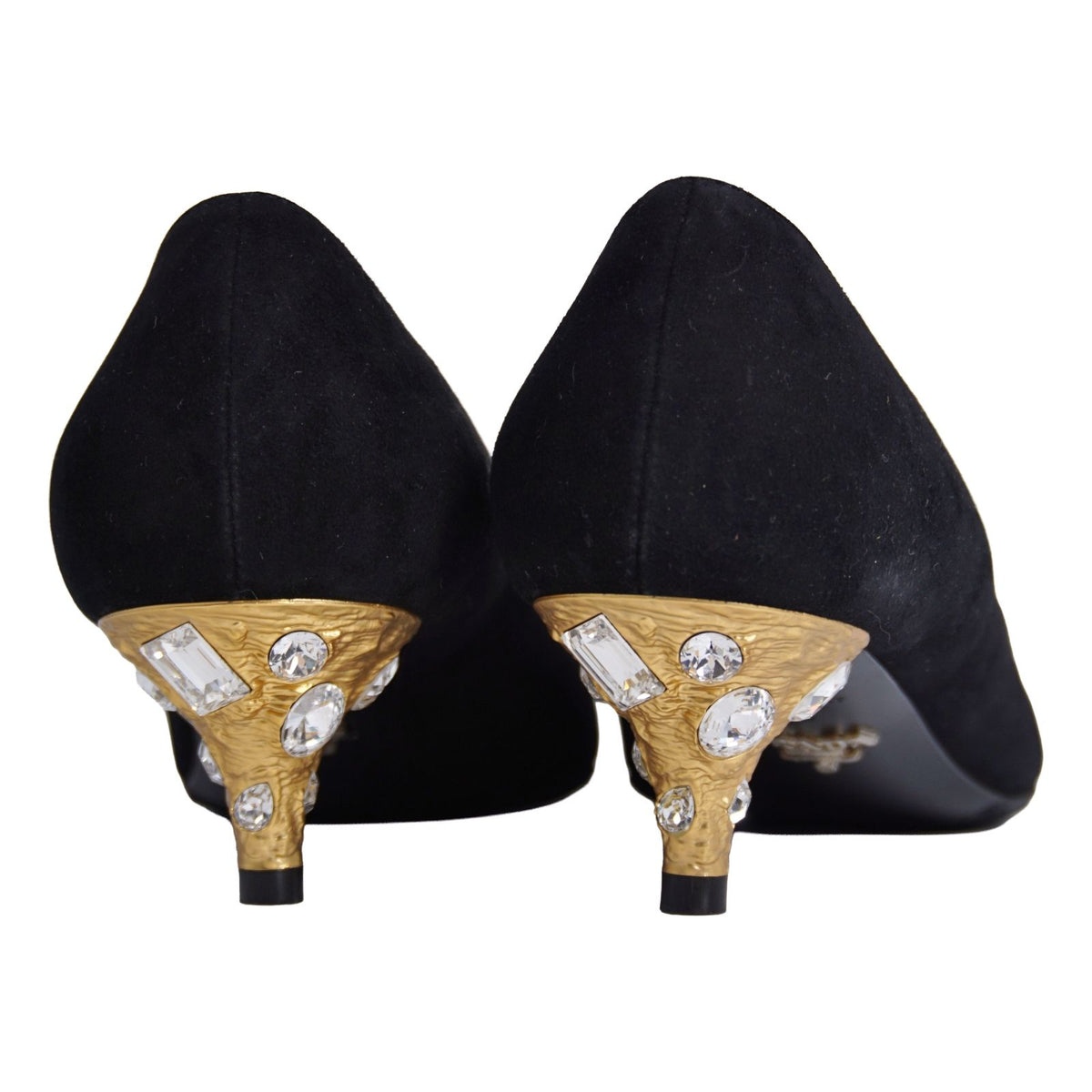 Prada Pumps Bijou Decoration Heels Shoes Suede Black — view 6
