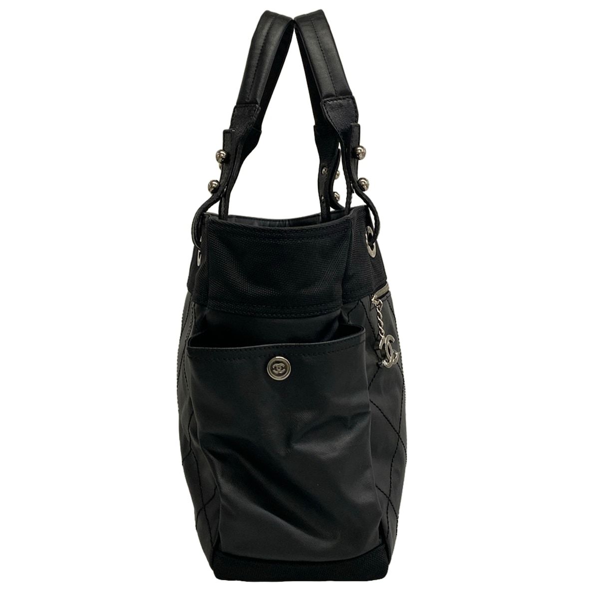 Chanel Tote Bag Paris Biarritz GM Black Silver Leather — view 2