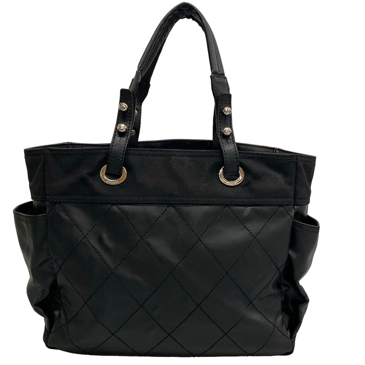 Chanel Tote Bag Paris Biarritz GM Black Silver Leather — view 3