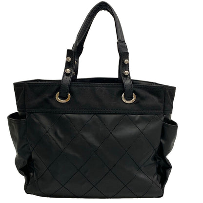 Chanel Tote Bag Paris Biarritz GM Black Silver Leather — view 3