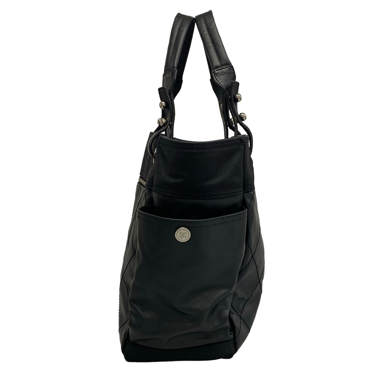 Chanel Tote Bag Paris Biarritz GM Black Silver Leather — view 4
