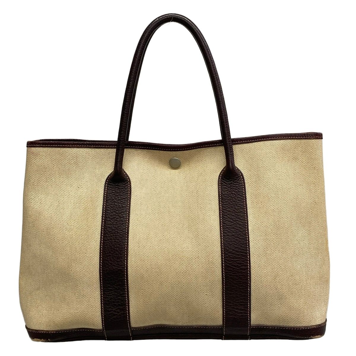 Hermes Tote Bag Garden Party PM Beige Dark Brown Leather — view 3