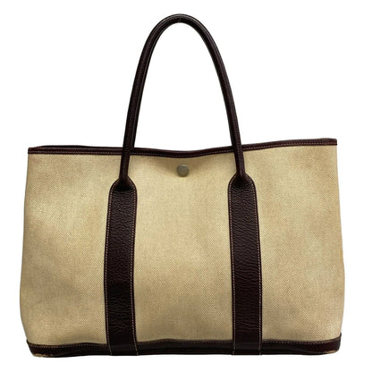 Hermes Tote Bag Garden Party PM Beige Dark Brown Leather — view 3