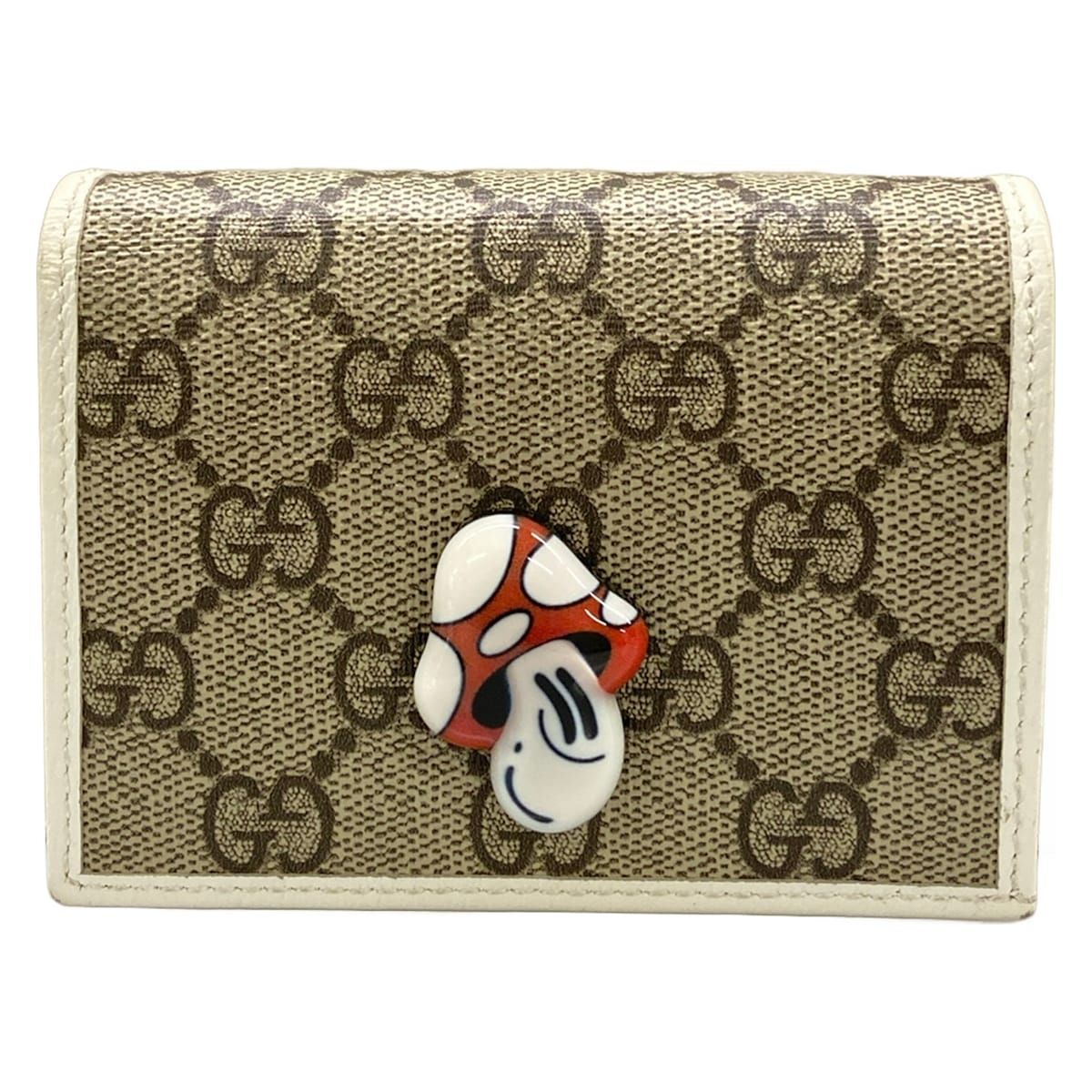 Gucci Bifold Wallet Beige White Hattie Stewart Collaboration Leather