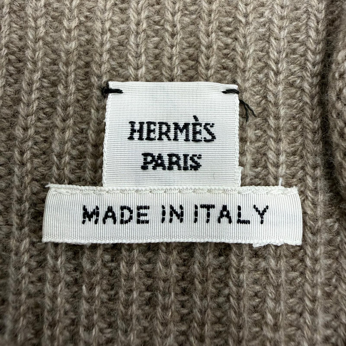 Hermes Cashmere 100% Silver Sellier High Neck Long Sleeve Knit Dress Brown 34 — view 6