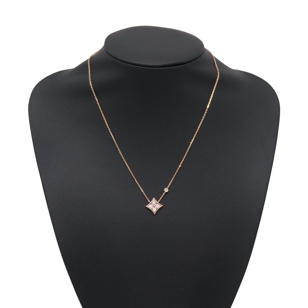 Louis Vuitton Necklace Star Blossom BB Pendant Pink Mother of Pearl Diamond 18k — view 4