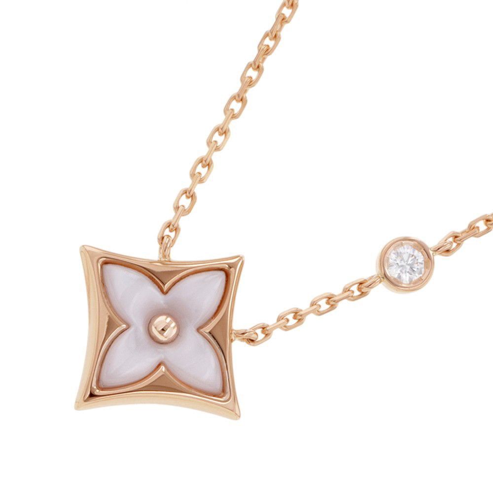 Louis Vuitton Necklace Star Blossom BB Pendant Pink Mother of Pearl Diamond 18k