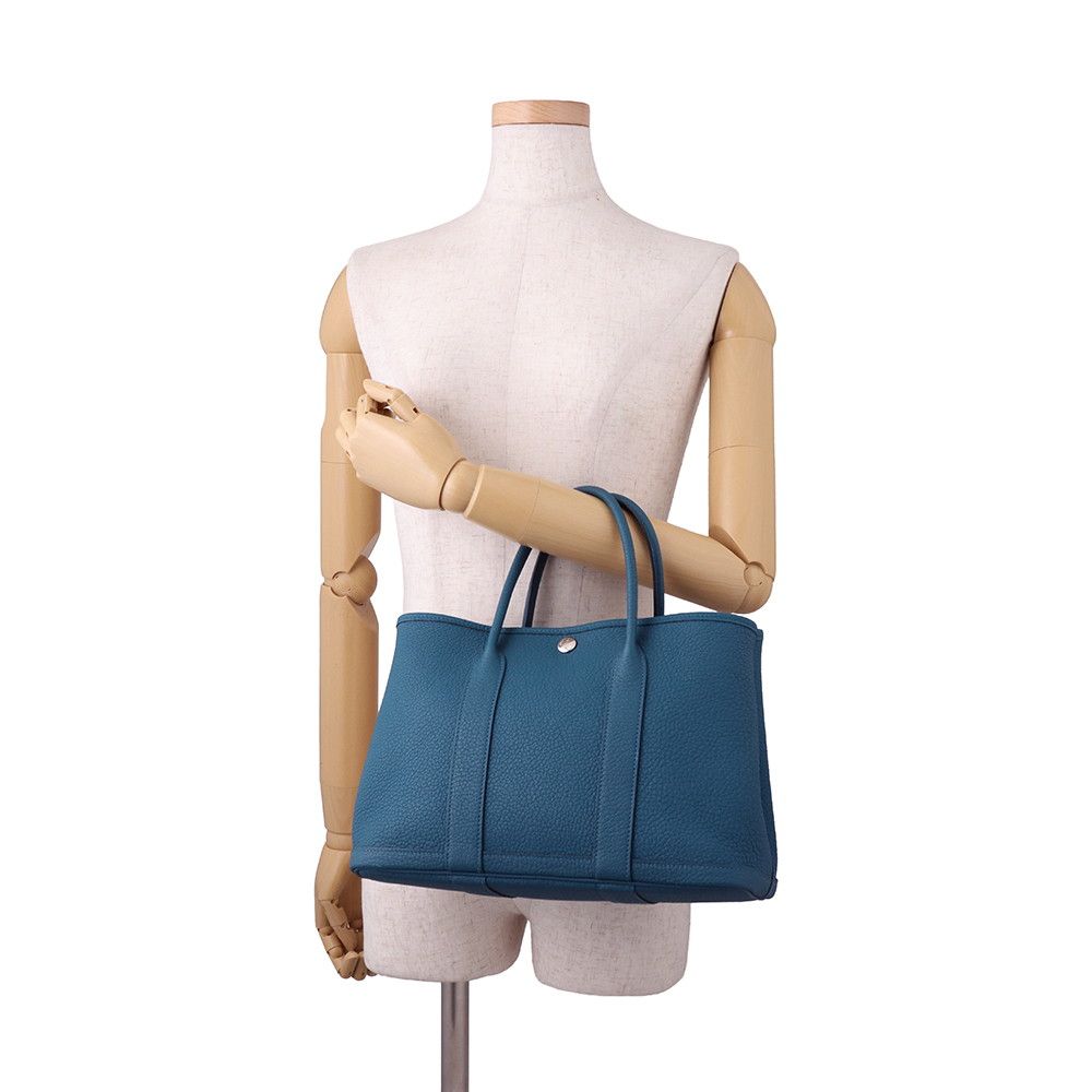 Hermes Tote Bag Garden Party TPM Col Vert Silver Negonda — view 4